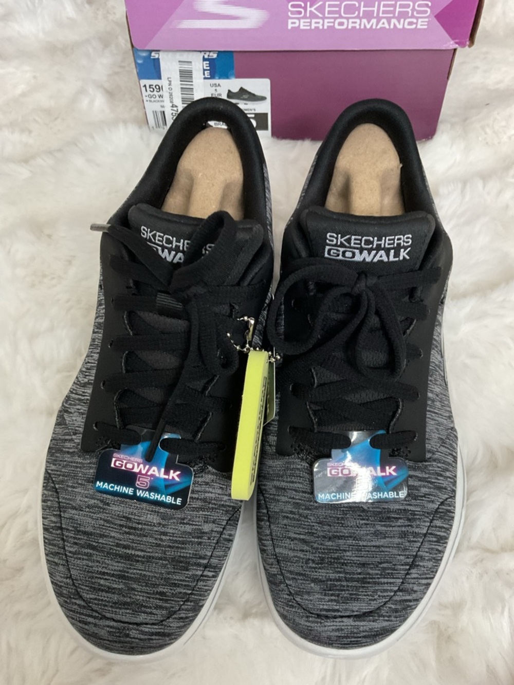 Skechers GOwalk Kids Black and Gray Knit Sneakers